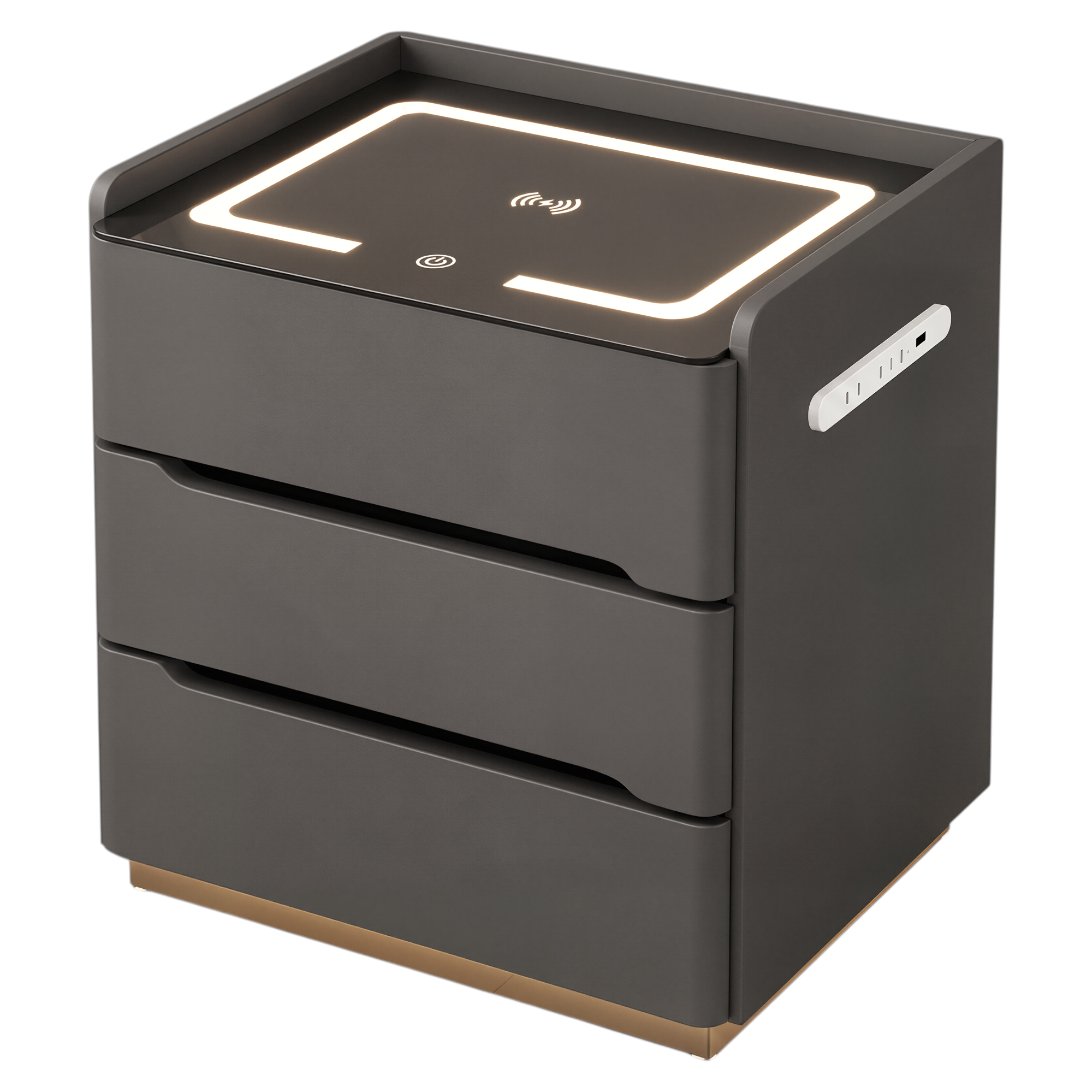 Smart Bedside Table with Wireless Charging and LED Light
