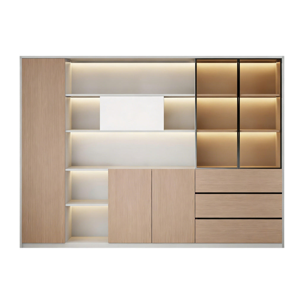 Premium Executive Storage Cabinet with Open Display Shelves