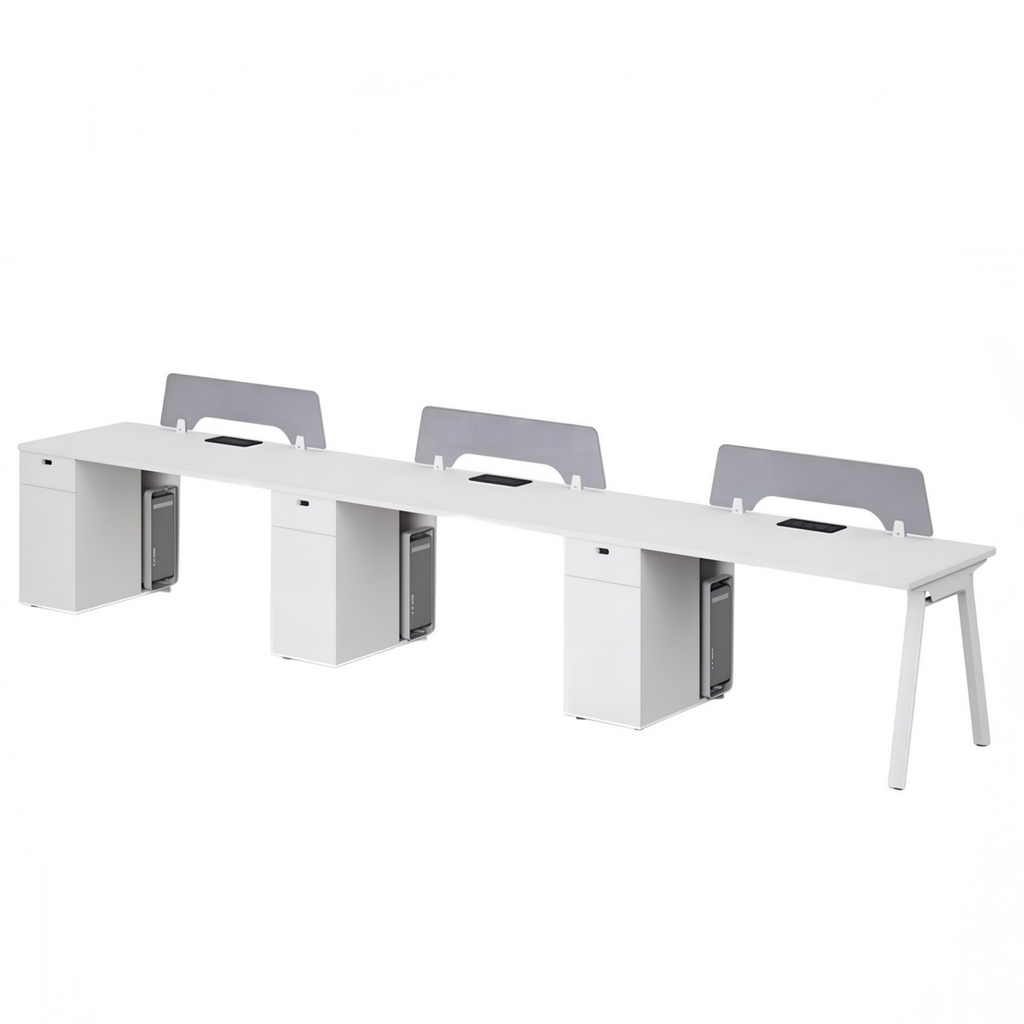 Minimalist Bench Workstation with Screen Panels