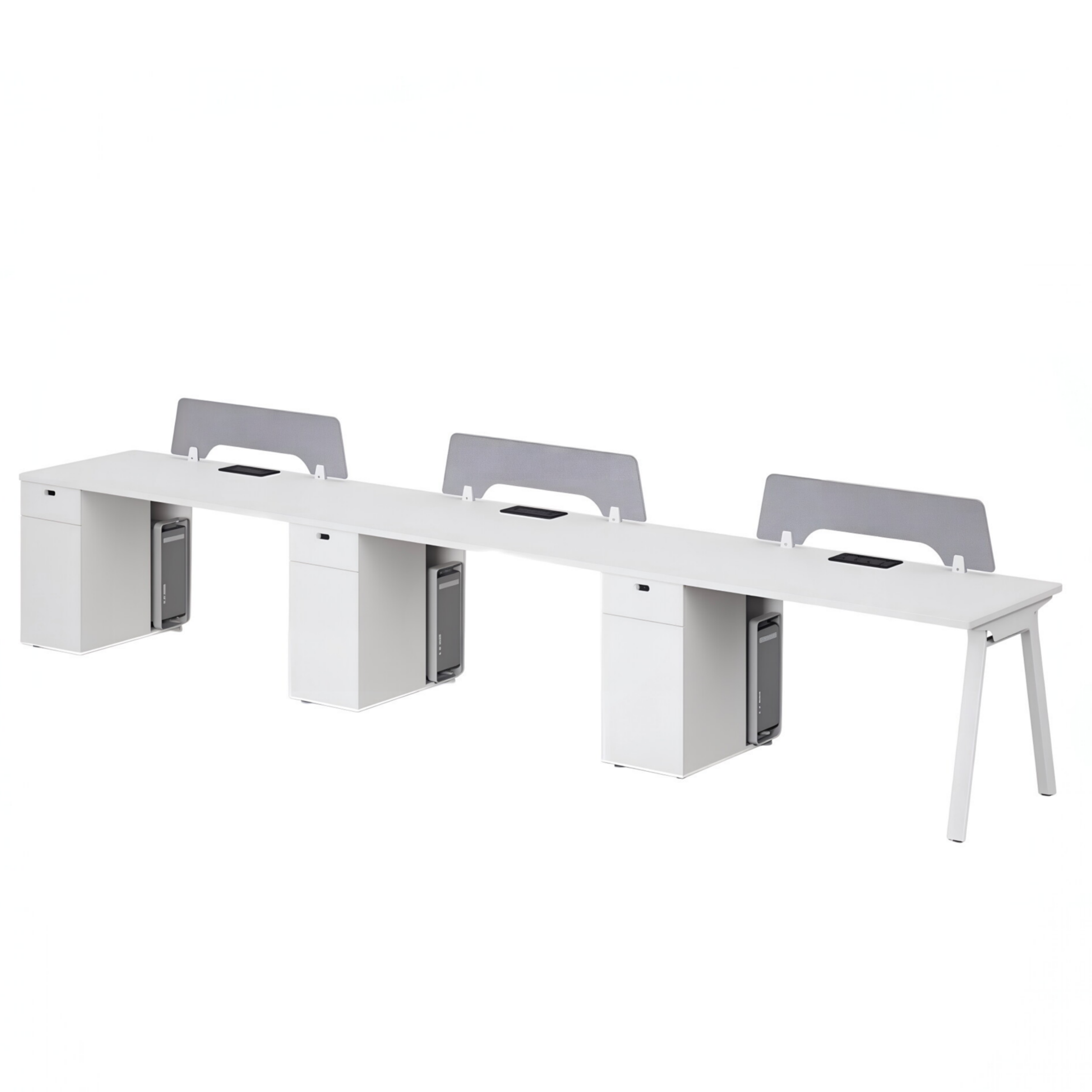 Minimalist Bench Workstation with Screen Panels