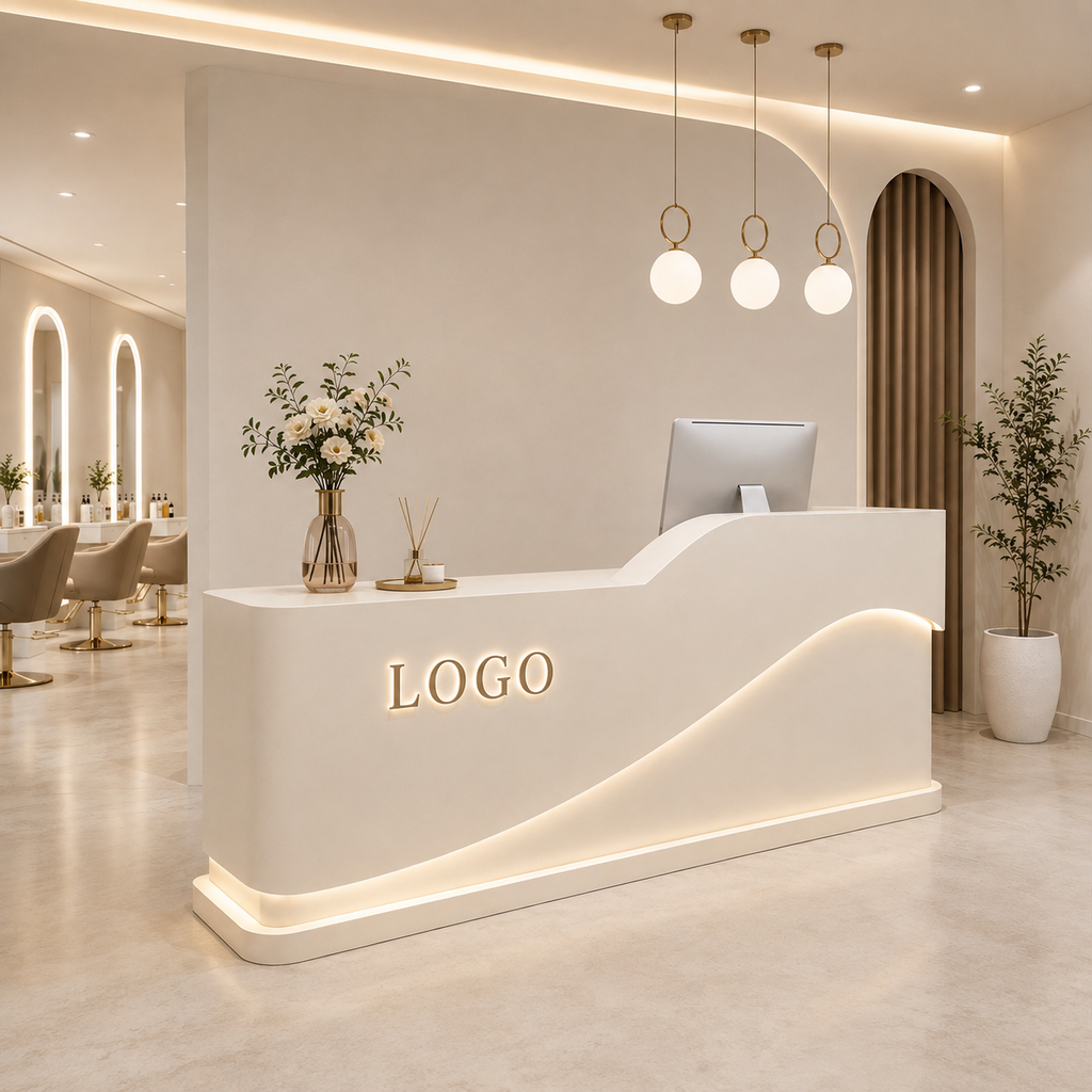 Modern Wave LED Reception Desk