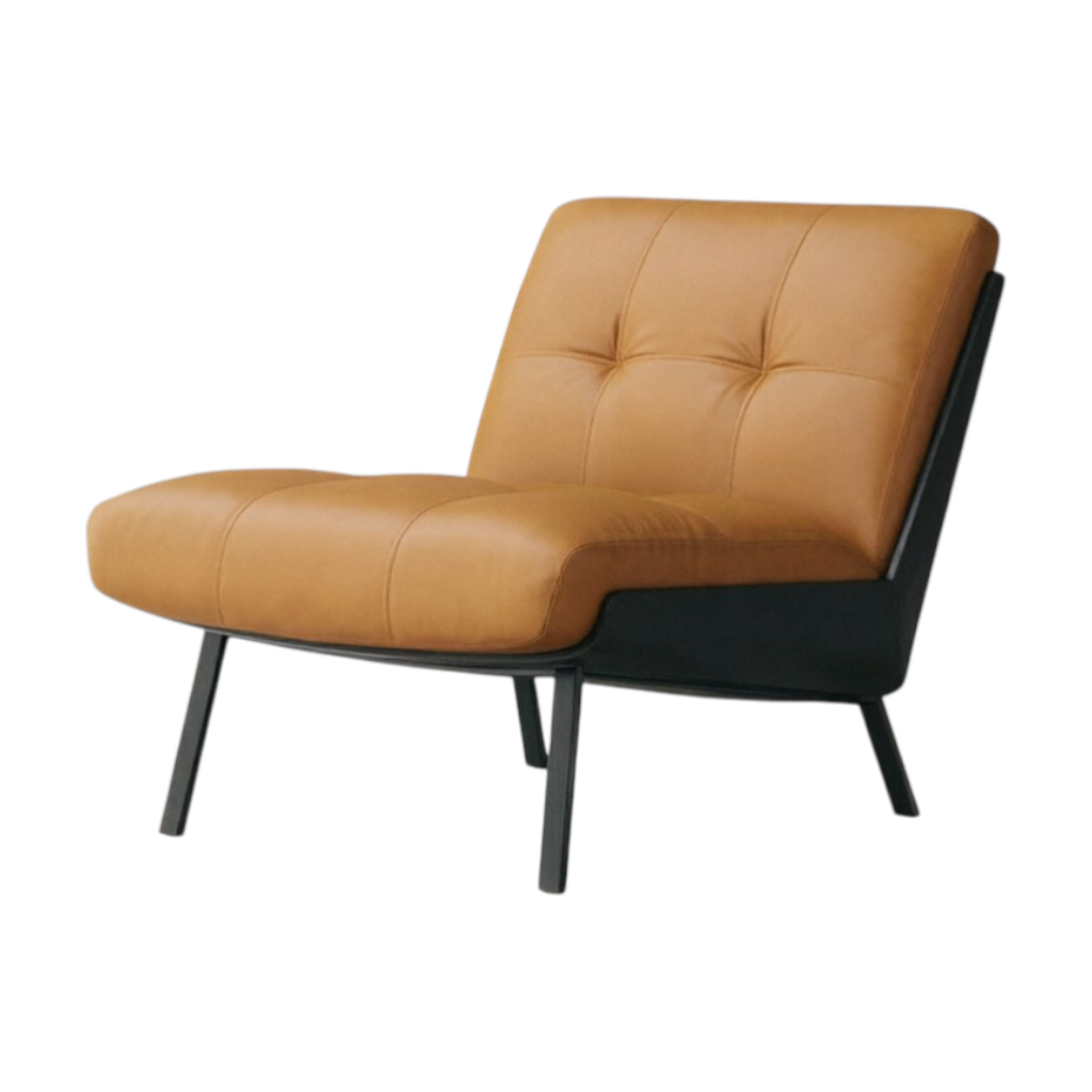 Modern Lounge Armchair with Upholstered Cushion and Solid Wood Frame for Reception Areas