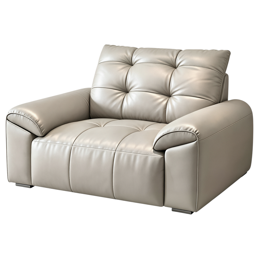 Minimalist Leather Sofa with Generous Seating and Sculpted Contemporary Form