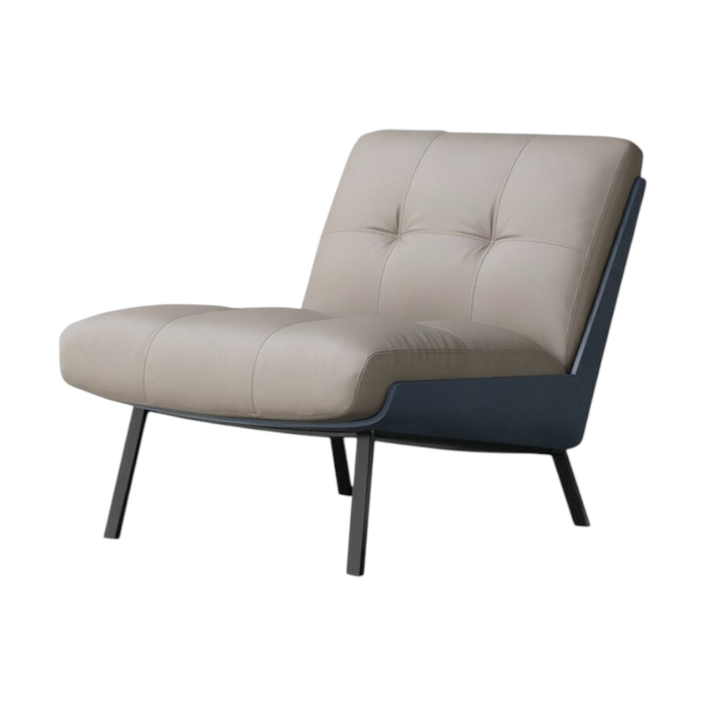 Modern Lounge Armchair with Upholstered Cushion and Solid Wood Frame for Reception Areas