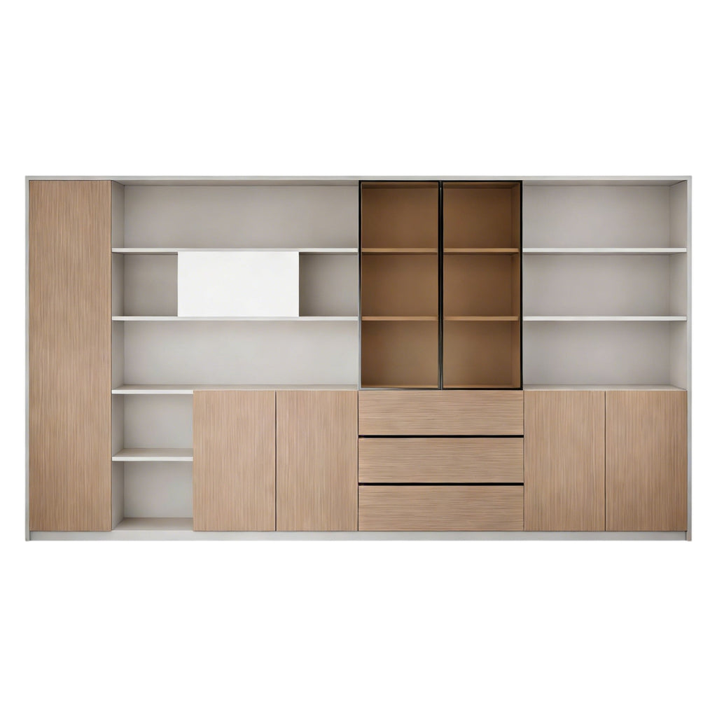 Premium Executive Storage Cabinet with Open Display Shelves