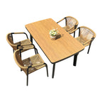 Outdoor Rope-Weave Dining Set With Timber-Look Table