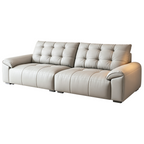 Minimalist Leather Sofa with Generous Seating and Sculpted Contemporary Form