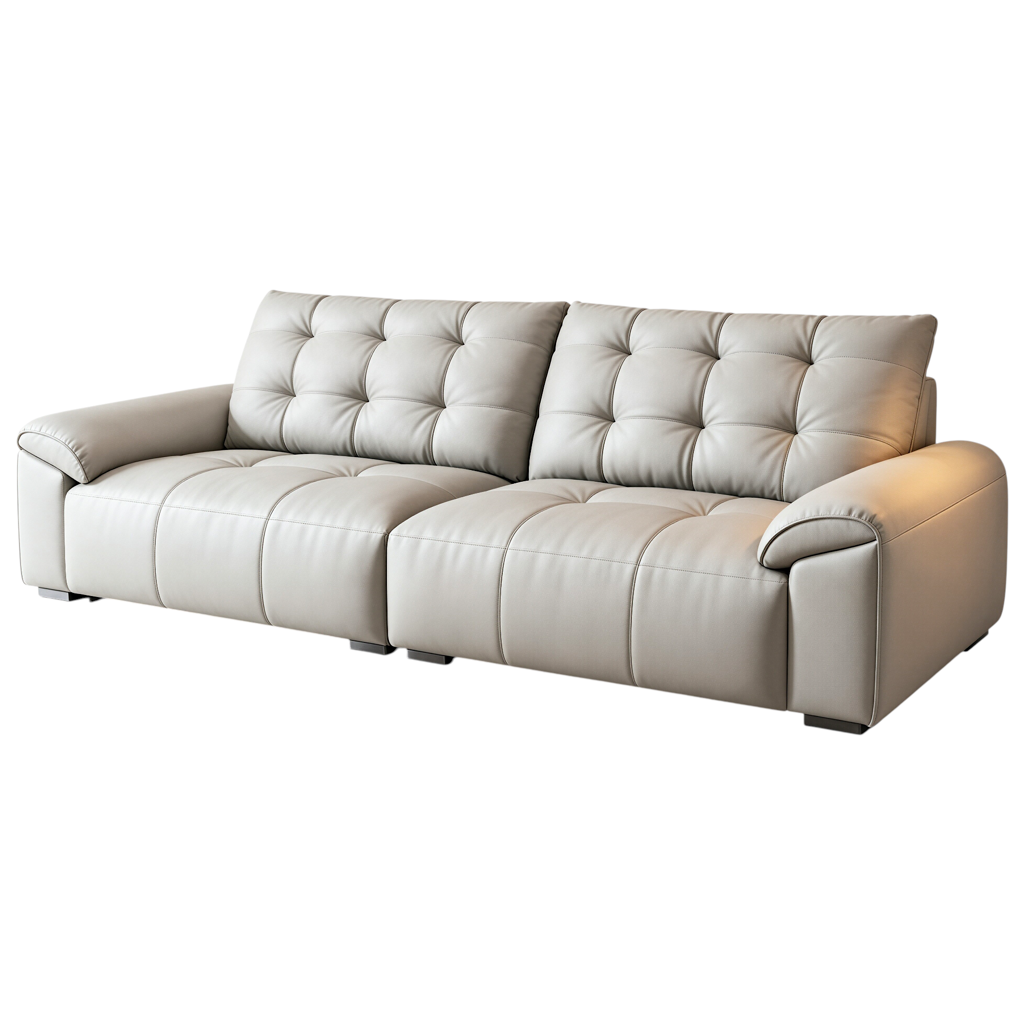 Minimalist Leather Sofa with Generous Seating and Sculpted Contemporary Form