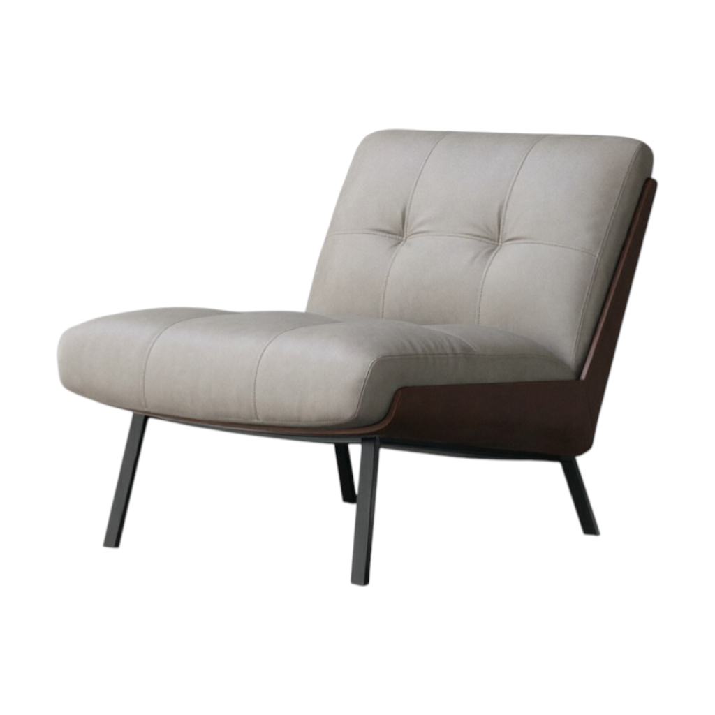 Modern Lounge Armchair with Upholstered Cushion and Solid Wood Frame for Reception Areas