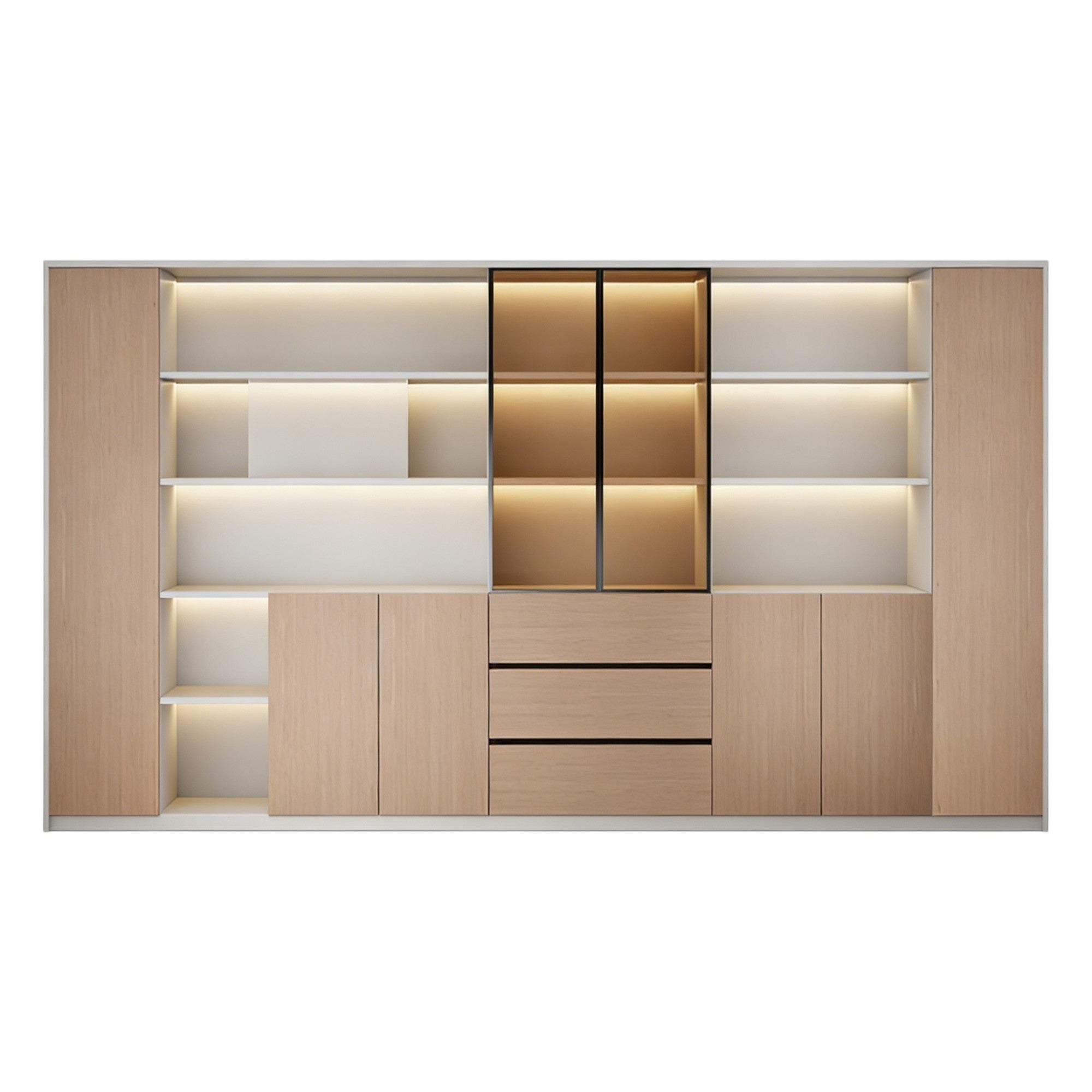 Premium Executive Storage Cabinet with Open Display Shelves