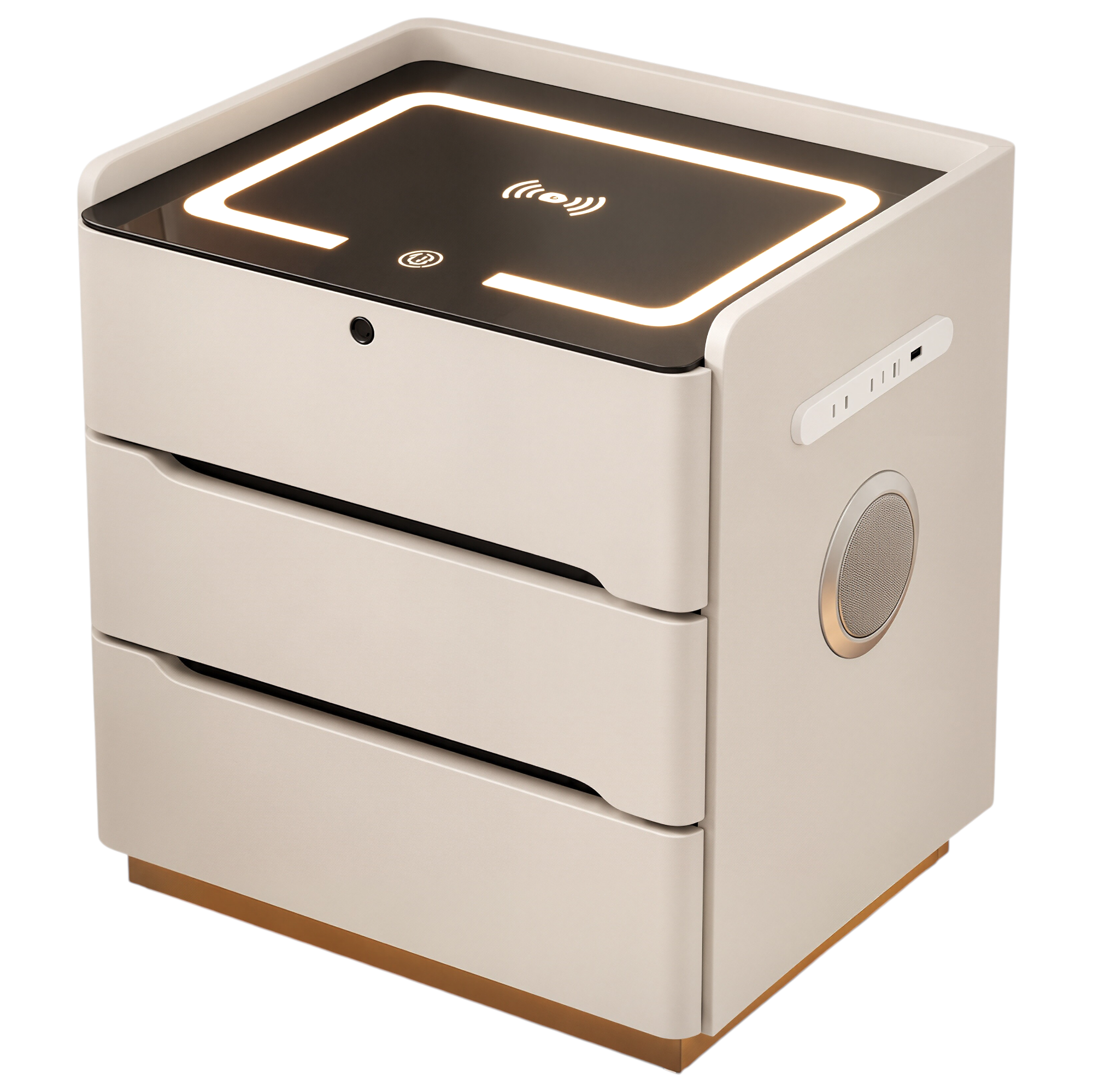 Smart Bedside Table with Wireless Charging and LED Light