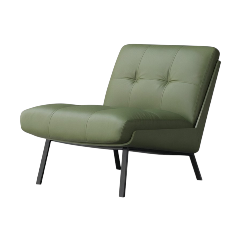 Modern Lounge Armchair with Upholstered Cushion and Solid Wood Frame for Reception Areas
