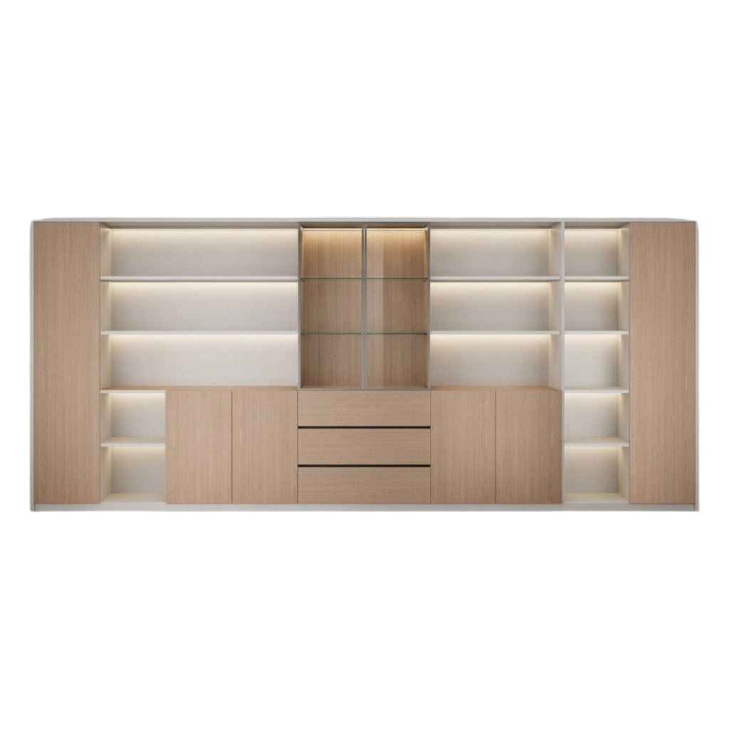 Premium Executive Storage Cabinet with Open Display Shelves