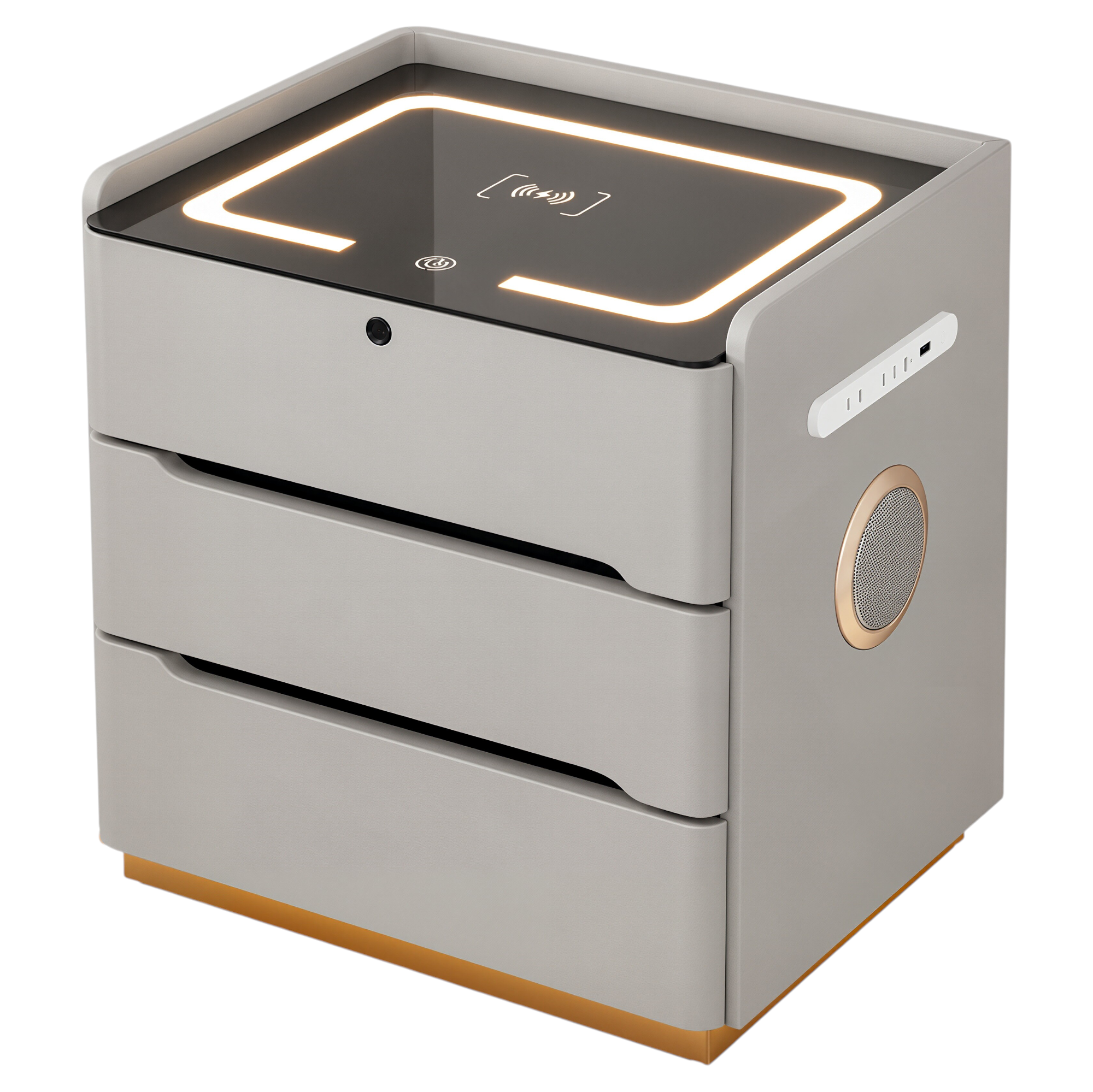 Smart Bedside Table with Wireless Charging and LED Light
