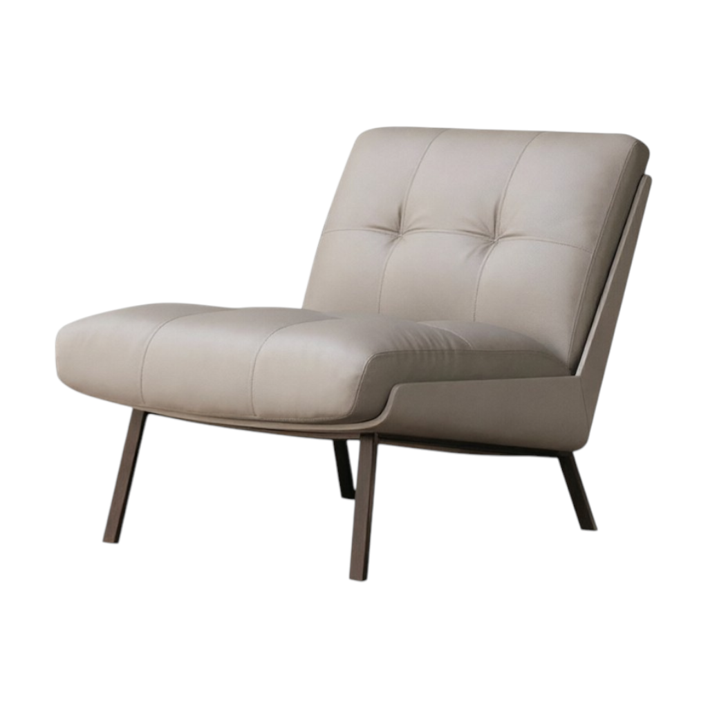 Modern Lounge Armchair with Upholstered Cushion and Solid Wood Frame for Reception Areas