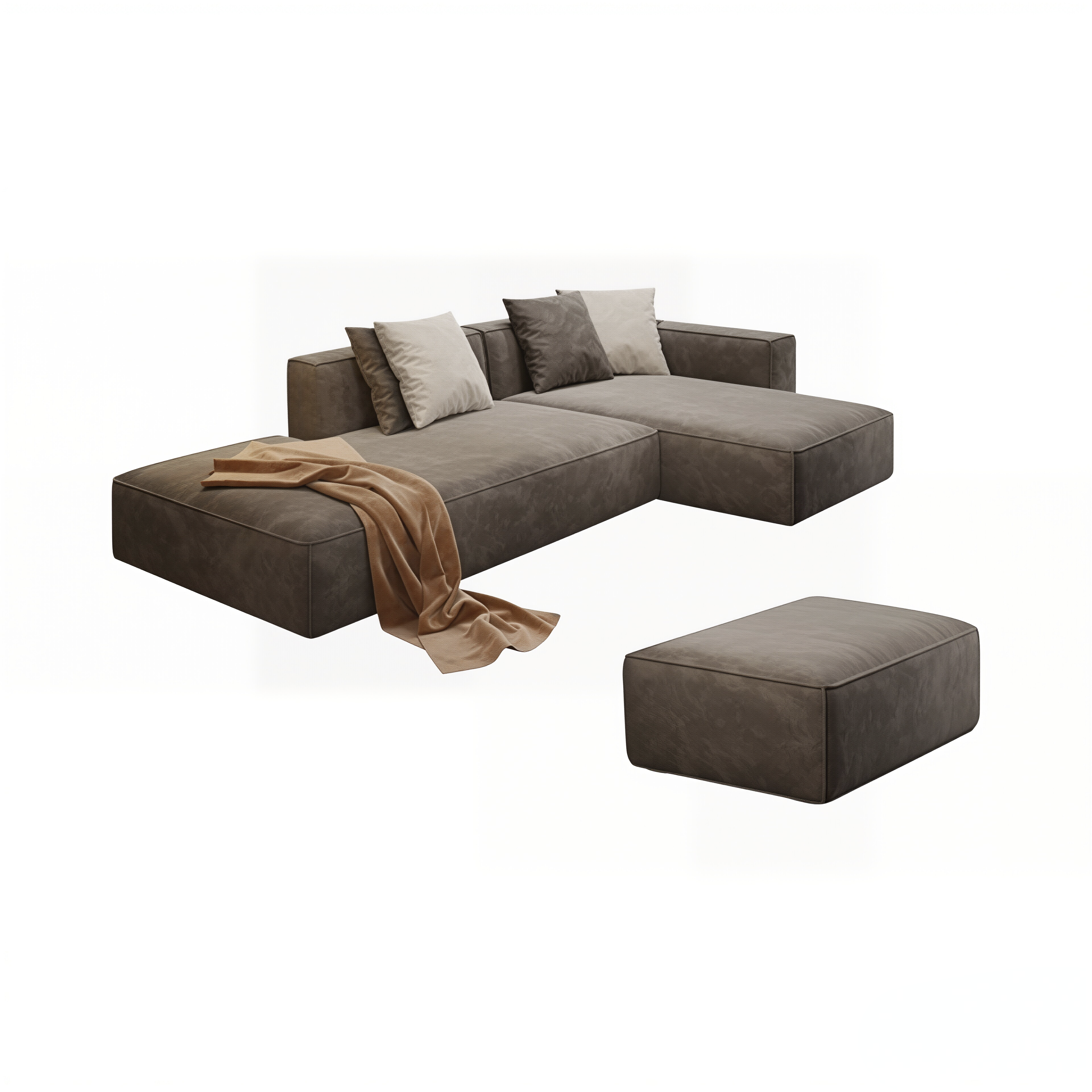 Modern Modular L Shape Corner Sofa With Ottoman For Living Room