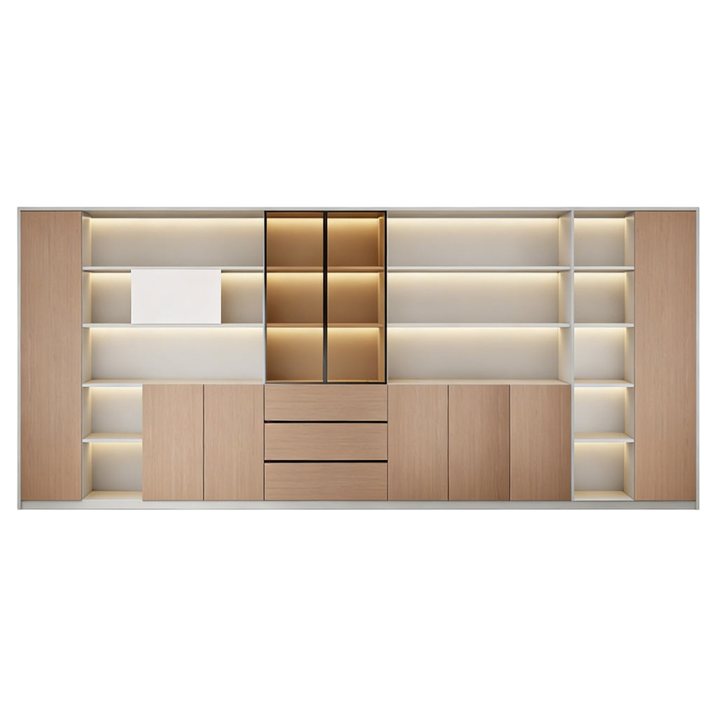 Premium Executive Storage Cabinet with Open Display Shelves