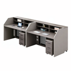 Open Plan Office Workstations with Privacy Partitions and Under-Desk Storage