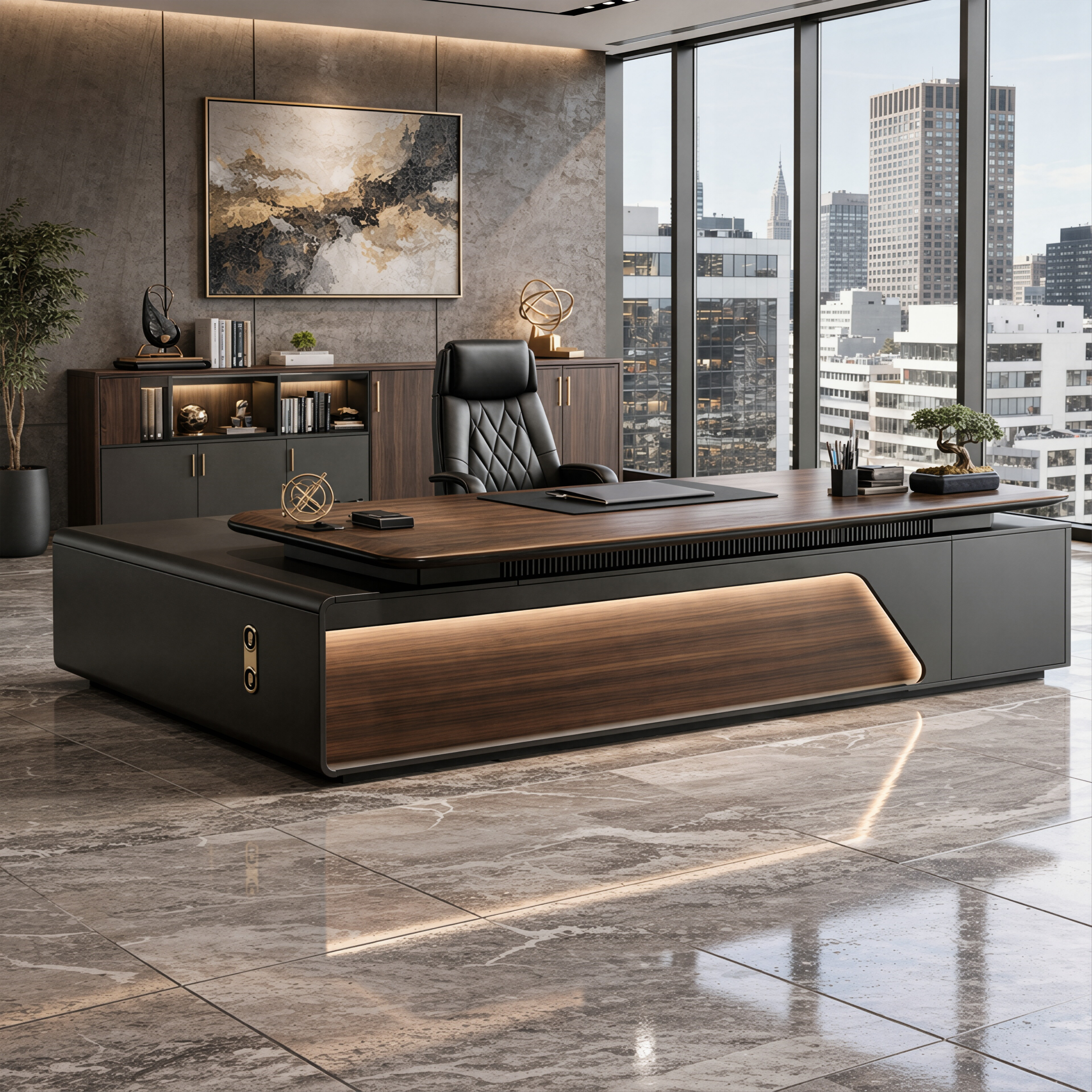 Premium Director Office Workstation with Side Storage