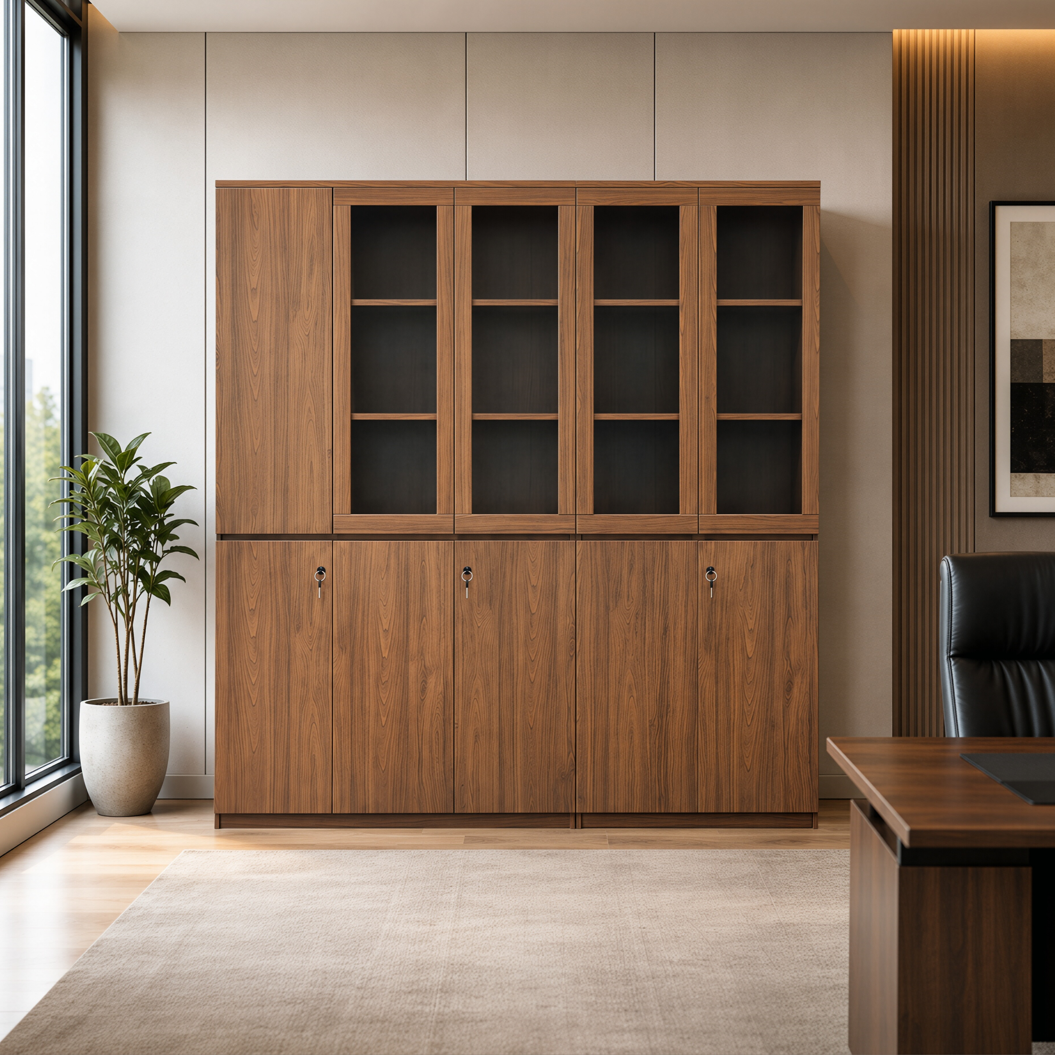 Classic Walnut Executive Display Cabinet
