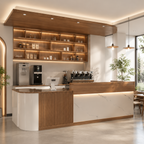 Slatted Timber Café Counter with LED Front Panel