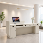 Curved Reception Counter with LED Halo and Transaction Top