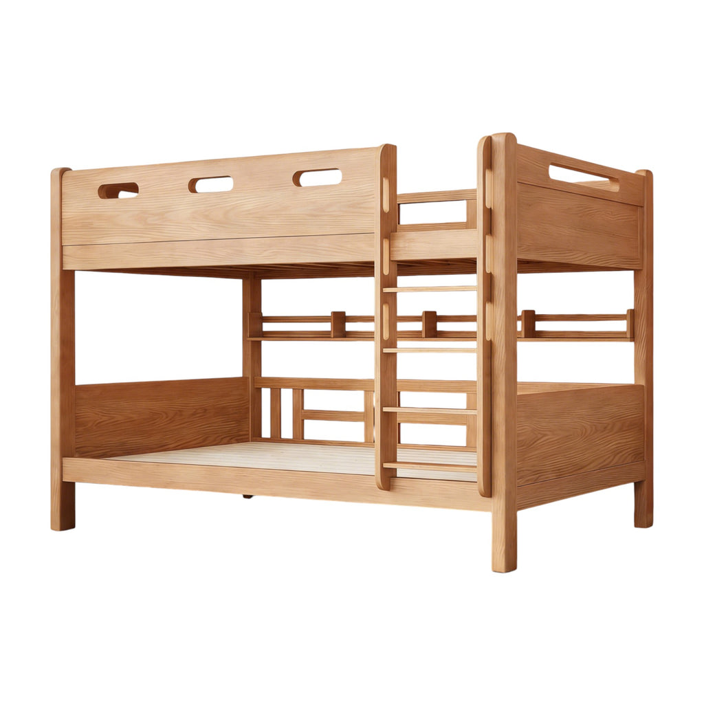 Space-Saving Timber Bunk Bed with Drawers and Stairs