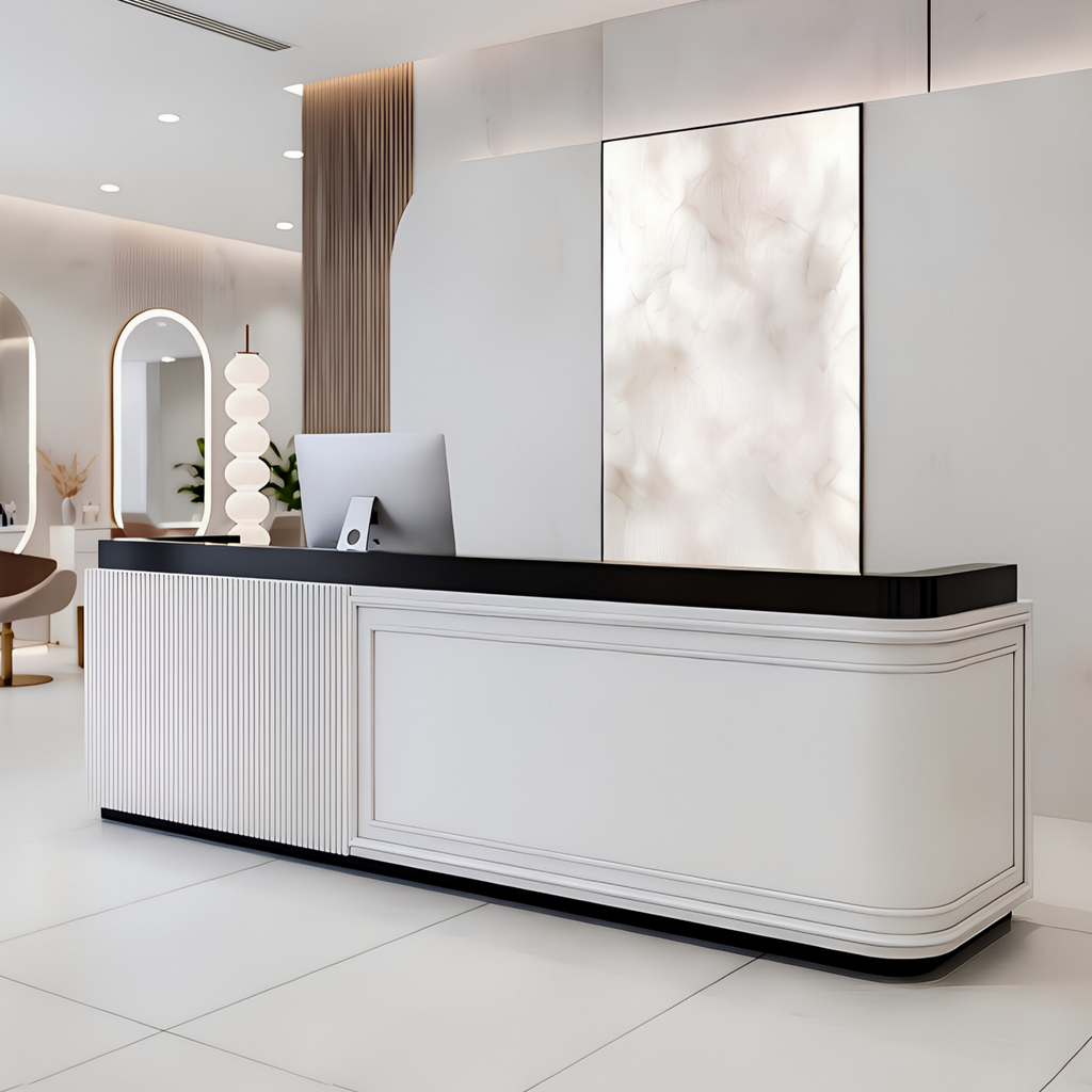 Designer Reception Desk with Panelled Curved Front