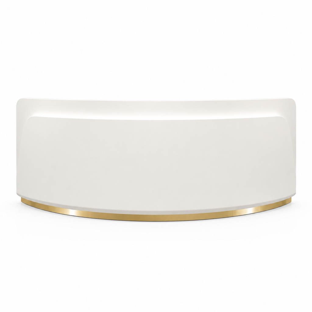 Modern Curved Reception Desk with LED Accent