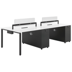 Modern Bench Workstation with Privacy Screens and Integrated Power