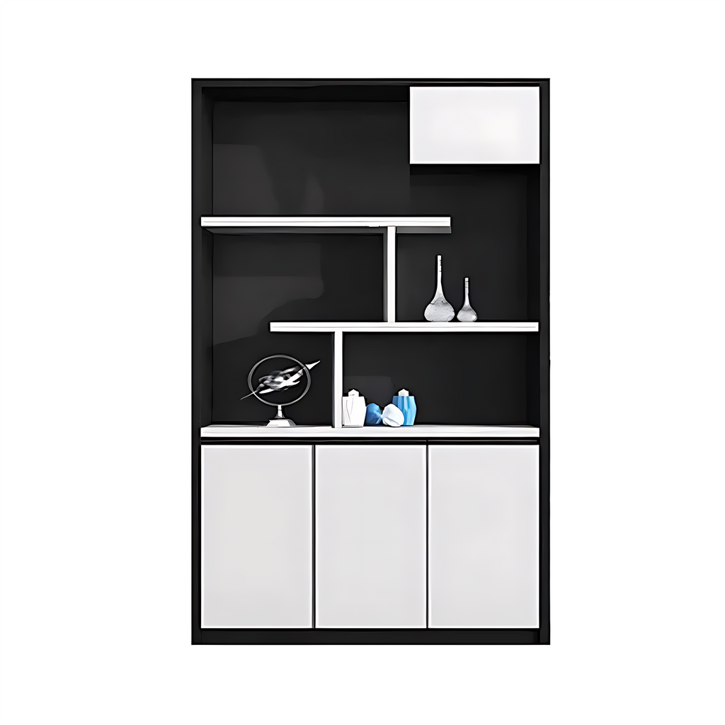 Contemporary Open-Style Storage Cabinet with White Wood Grain Finish