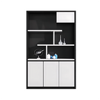 Contemporary Open-Style Storage Cabinet with White Wood Grain Finish