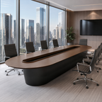 Executive Boardroom Table with Integrated Utility Channel