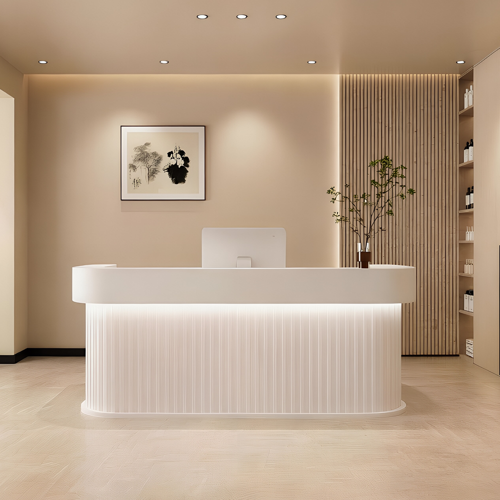 Minimalist Reception Counter with Rounded Profile