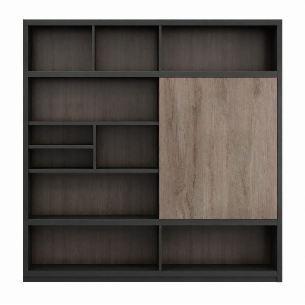 Modern Two-Tone Office Storage Cabinet with Open Shelving