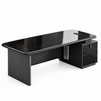 Modern Executive Office Desk with LED, Lockable Storage and Cable Management
