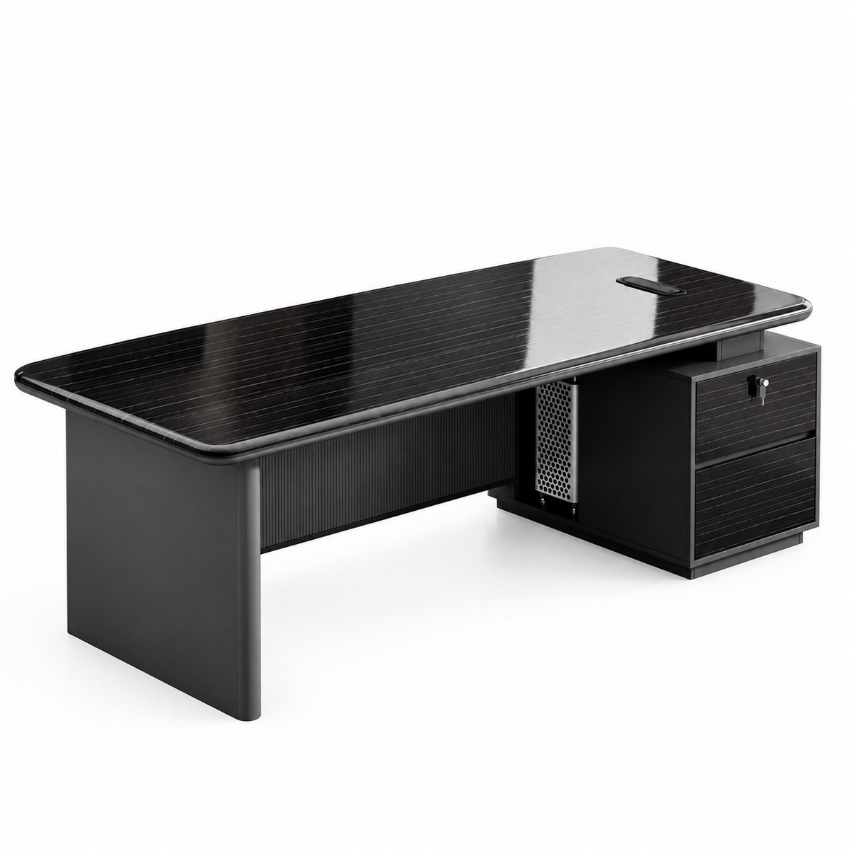 Modern Executive Office Desk with LED, Lockable Storage and Cable Management