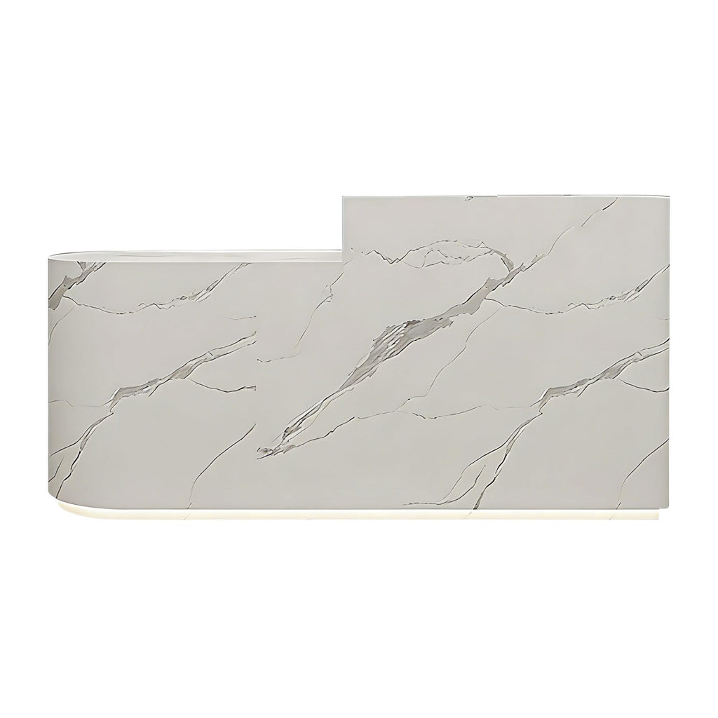 Minimalist L-Shaped Reception Desk with LED Plinth