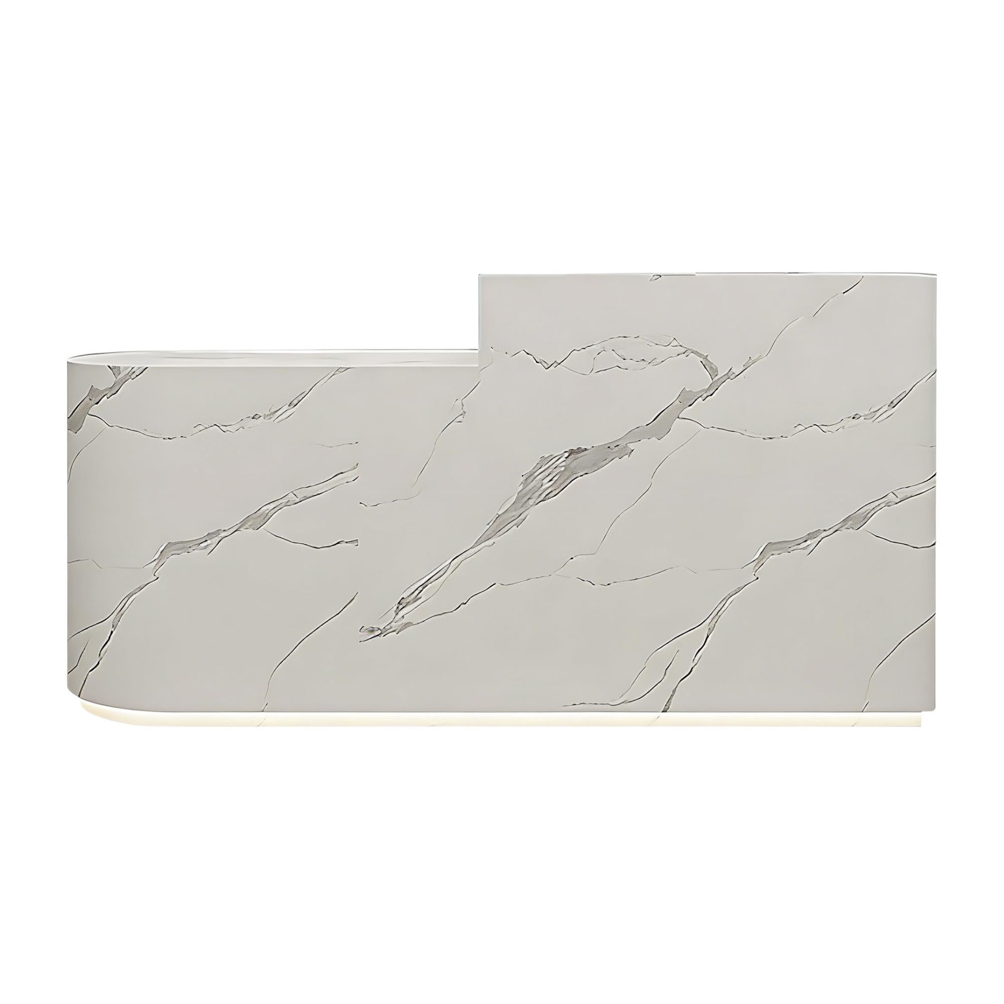 Minimalist L-Shaped Reception Desk with LED Plinth