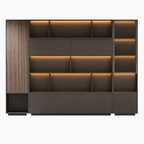 Executive Storage Wall Unit with LED Shelving and Wardrobe