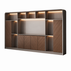 Curved-Frame Office Storage Wall Unit with LED Display Shelving