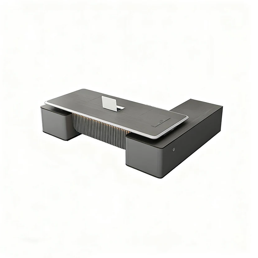 L-Shape Modern Executive Desk with Integrated Storage