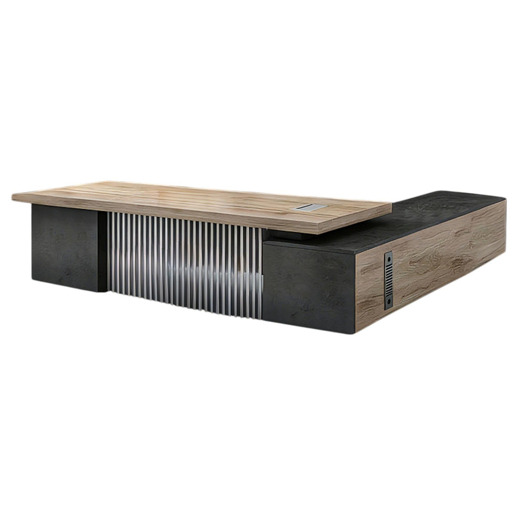 Commercial Executive Desk with Slatted Privacy Panel