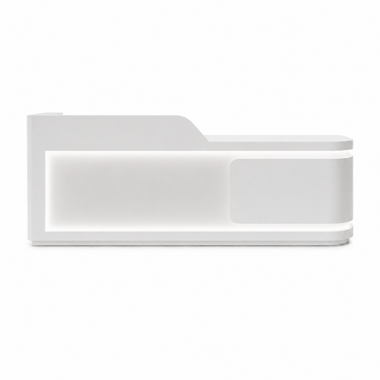 Modern Curved Reception Desk with LED Lighting and Custom Logo Panel