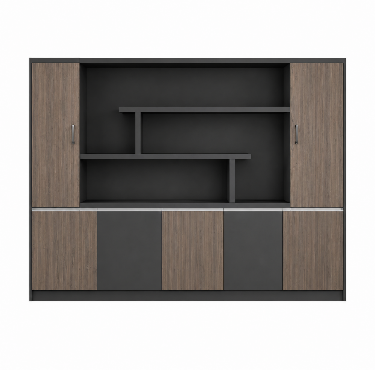 Contemporary Executive Office Storage Cabinet with Display Shelving