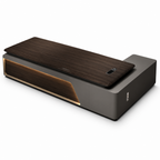 Luxury L-Shaped Executive Office Desk with Walnut-Style Top, Side Return Cabinet and LED Feature Panel