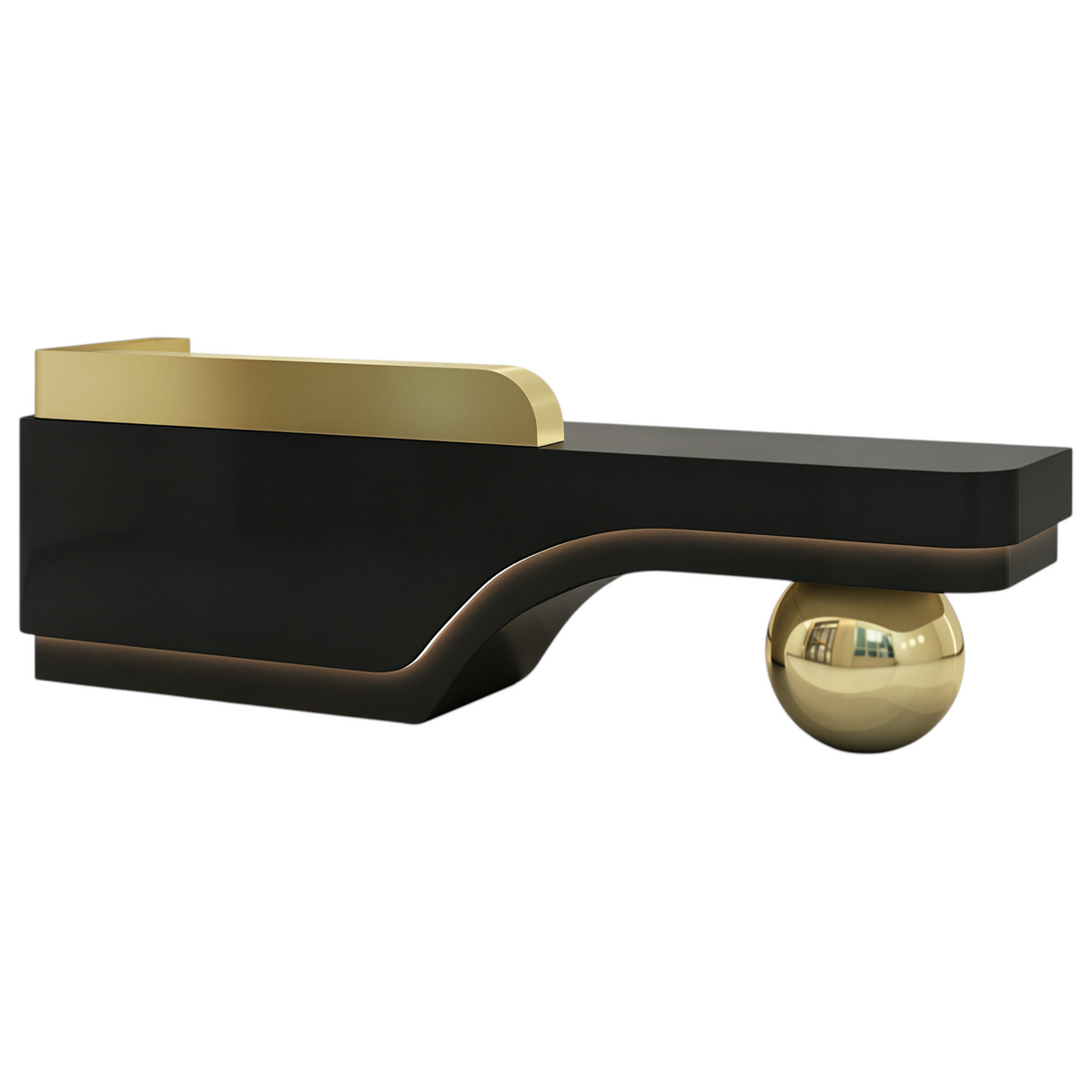 Modern Sculptural Reception Counter with Stainless Steel Base