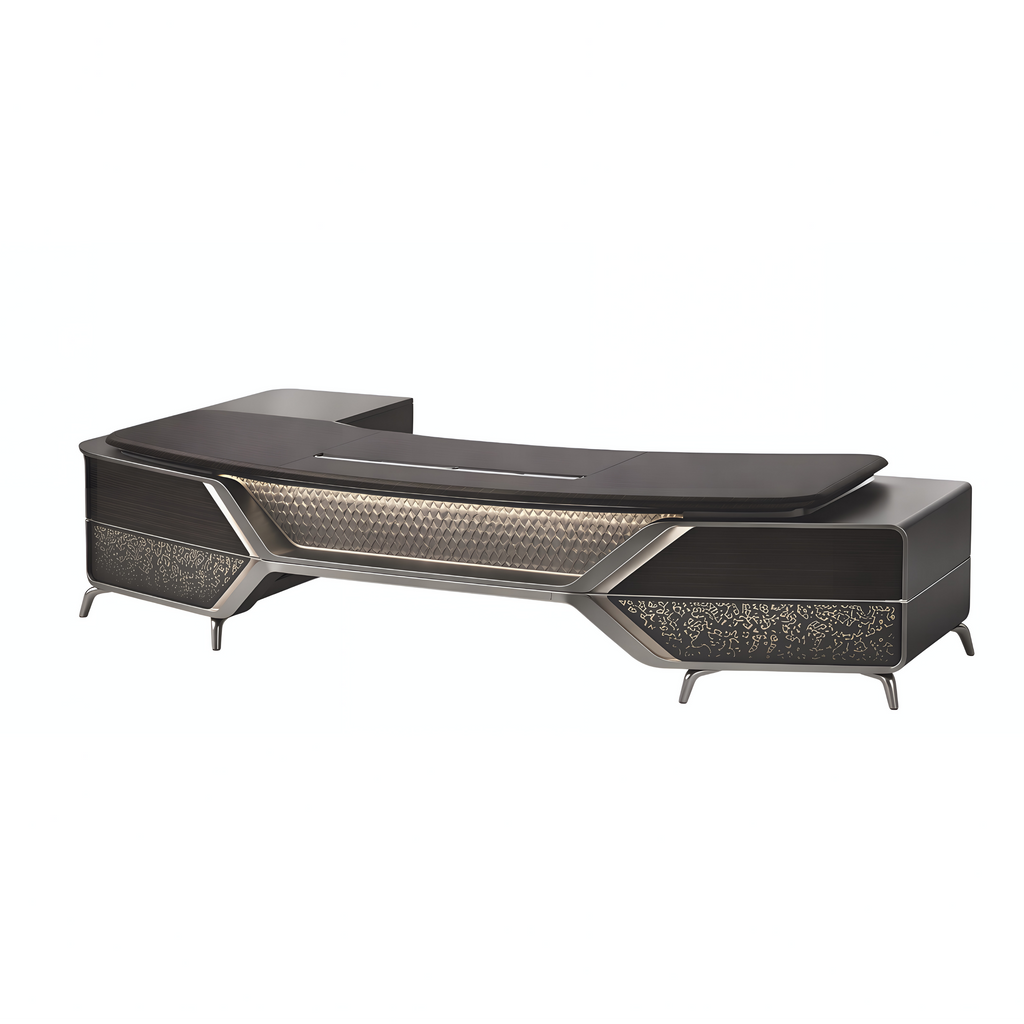 Designer Executive Desk with Storage Credenza