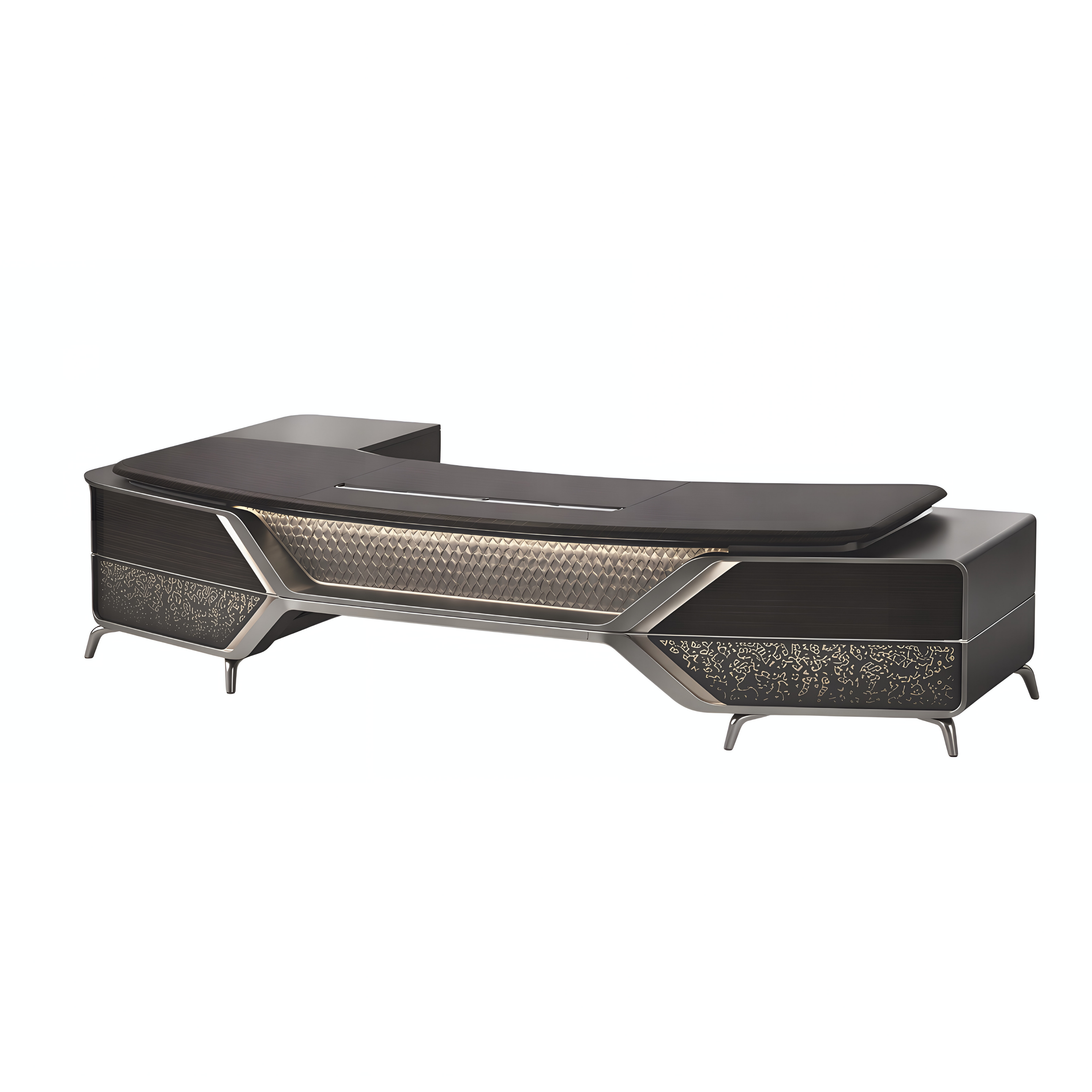 Designer Executive Desk with Storage Credenza