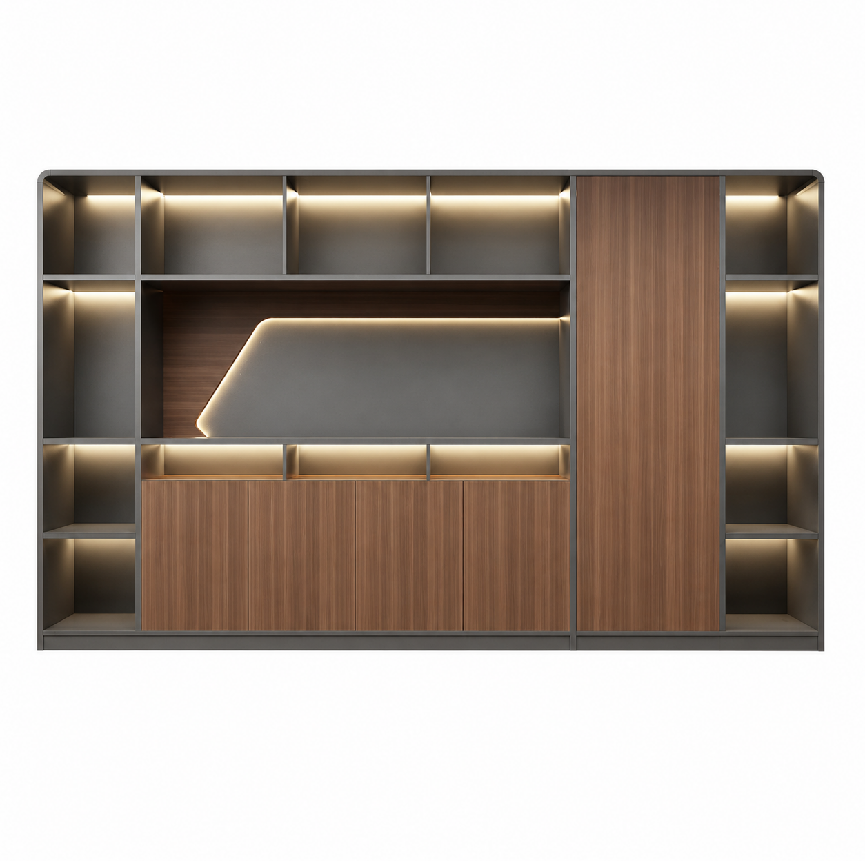 Executive Filing Cabinet with Illuminated Display and Concealed Storage